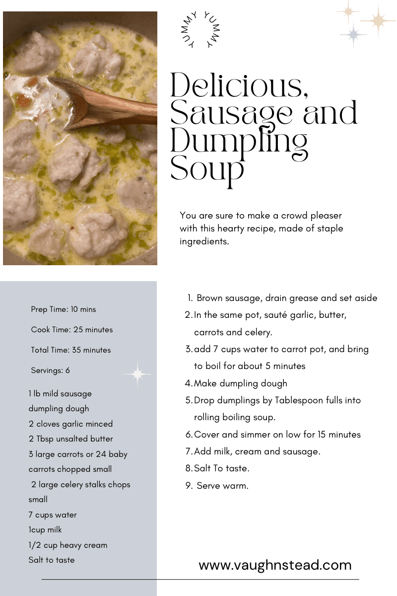 Sausage and Dumpling Soup - Vaughnstead